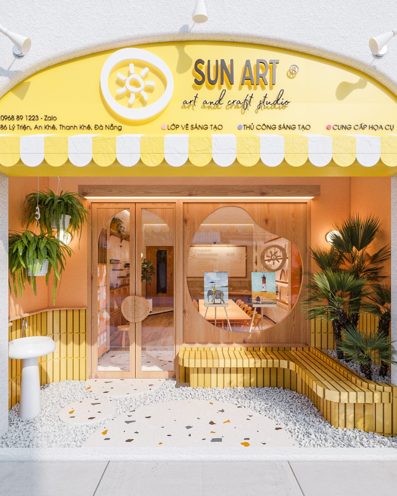 Sun Art, một studio mỹ thuật đầy màu sắc và sức sống, là không gian lý tưởng cho các bé thoả sức sáng tạo. Nơi sắc màu vàng tươi rực rỡ và mảng tường màu kem giao thoa hài hòa, tạo điểm nhấn đặc biệt cho các tác phẩm nghệ thuật độc đáo được tạo ra tại đây.